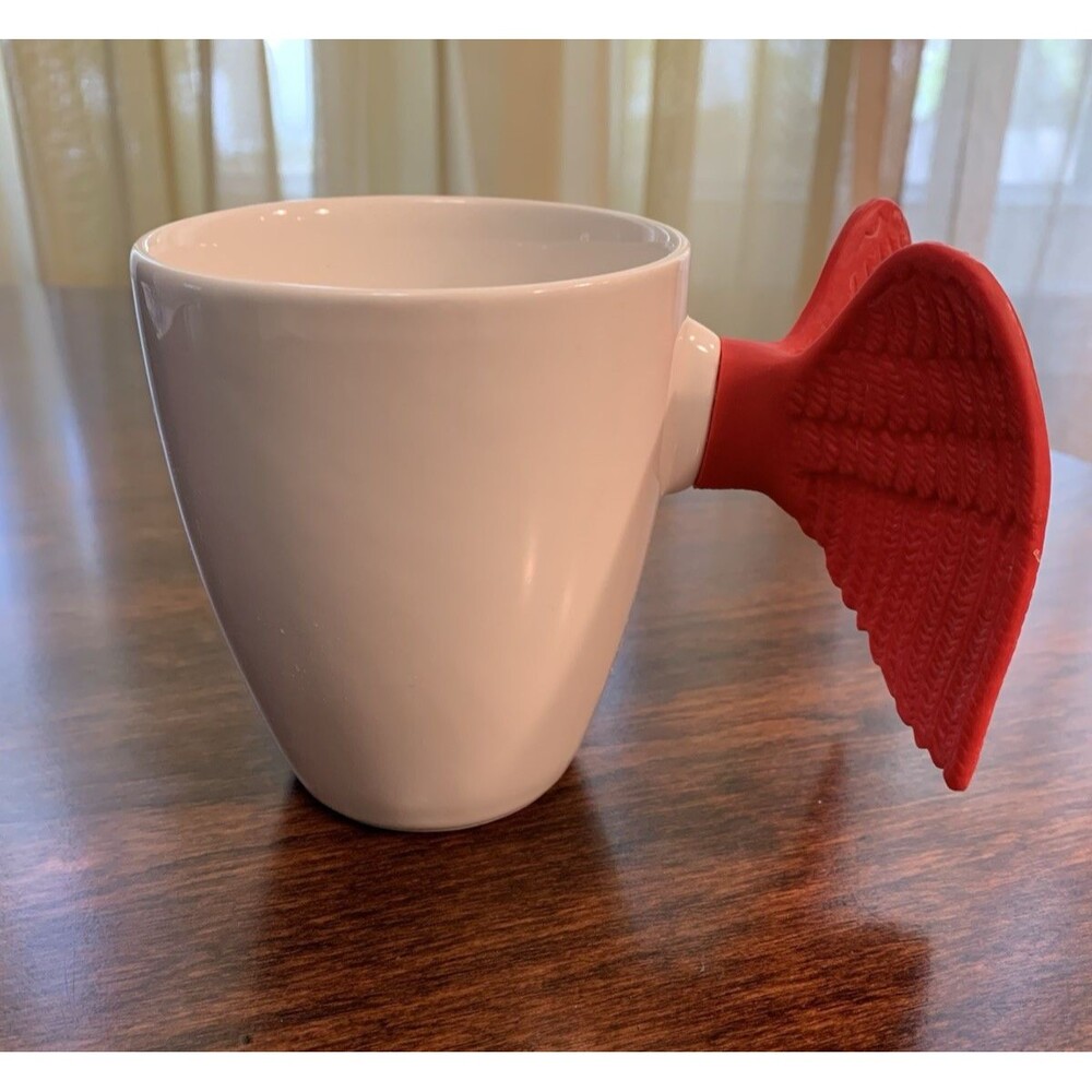 Pylones Angel Cup Mug Red Textured Silicone Wings Handle READ
